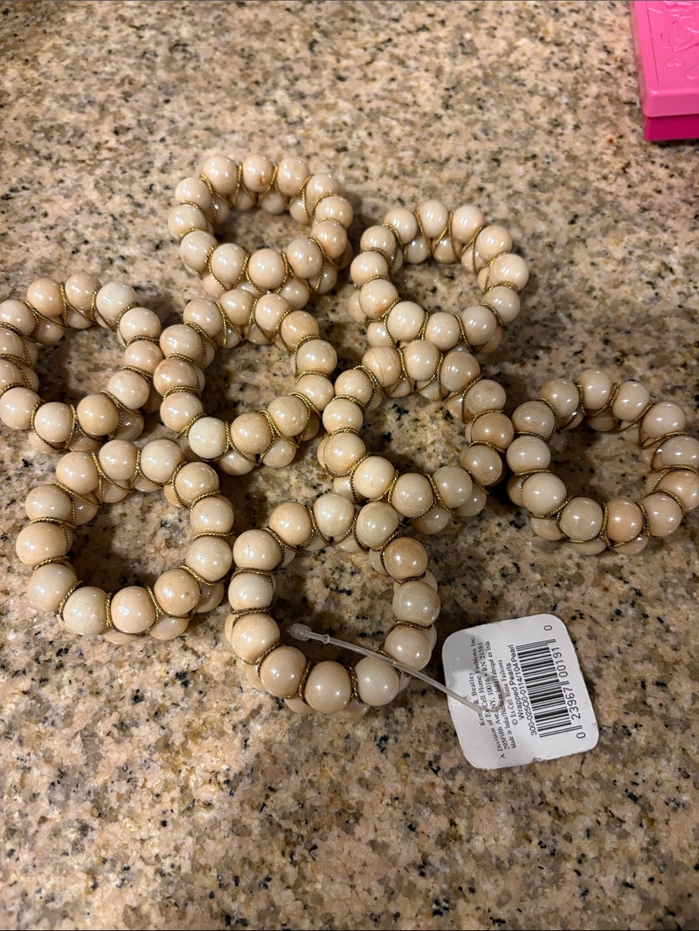 Neutral Cream Beaded Napkin Rings- set of 8